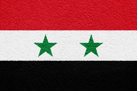 Flag of Syrian Arab Republic on a textured background. concept collage.の写真素材