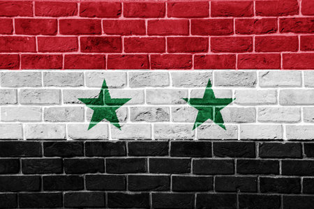 Flag of Syrian Arab Republic on a textured background. concept collage.の写真素材