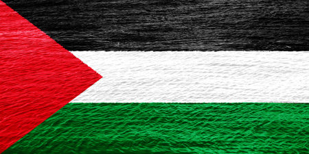 Flag of State of Palestine on a textured background. concept collage.の写真素材
