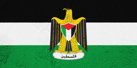 Flag of State of Palestine on a textured background. concept collage.の写真素材