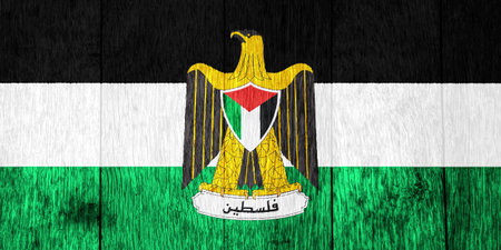 Flag of State of Palestine on a textured background. concept collage.の写真素材