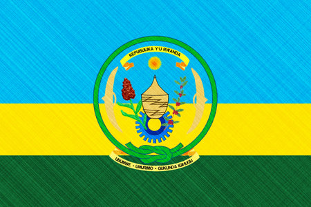 Flag of Republic of Rwanda on a textured background. concept collage.の写真素材