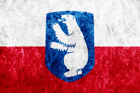 Flag of Administrative divisions of Greenland on a textured background. concept collage.の写真素材