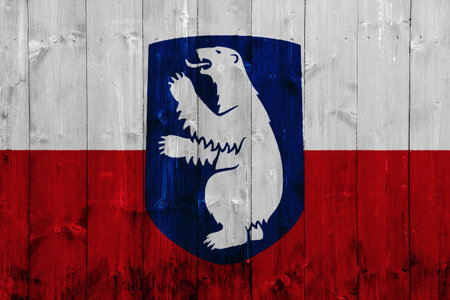 Flag of Administrative divisions of Greenland on a textured background. concept collage.の写真素材