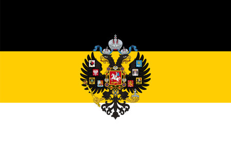 Russian imperial flag with a double-headed eagle . First official State Flag of the Russian Empire and Flag for Celebrations.の写真素材