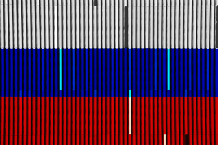 Flag of Russian Federation on a textured background. concept collage.の写真素材