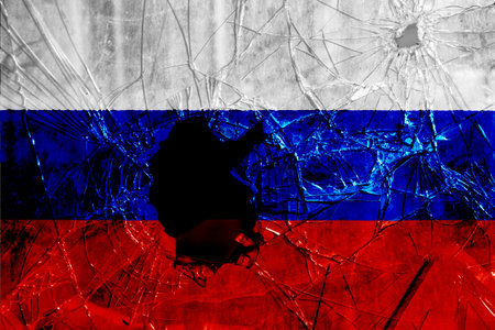 Flag of Russian Federation on a textured background. concept collage.の写真素材