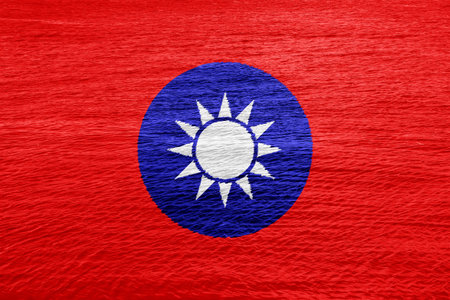 Flag of Republic of China Taiwan on a textured background. concept collage.の写真素材