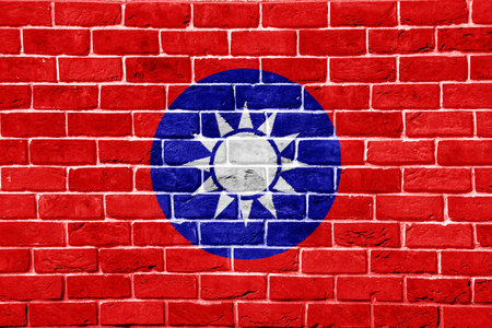 Flag of Republic of China Taiwan on a textured background. concept collage.の写真素材
