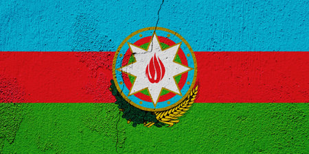 Flag of the Republic of Azerbaijan on a textured background. concept collage.の写真素材