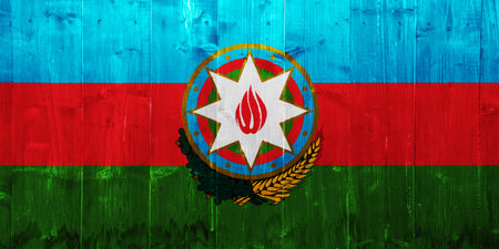 Flag of the Republic of Azerbaijan on a textured background. concept collage.の写真素材