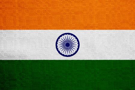 Flag of the REPUBLIC OF INDIA on a textured background. concept collage.の写真素材