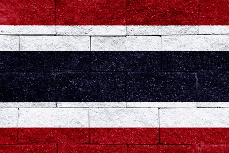 Flag of the Kingdom of Thailand on a textured background. concept collage.の写真素材