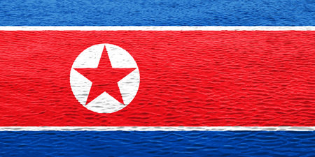 Flag of Democratic People's Republic of Korea or North Korea on a textured background. concept collage.の写真素材