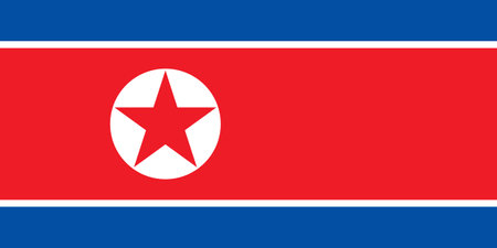 The official current flag of the Democratic People's Republic of Korea or North Korea. State flag of the North Korea. Illustration.の写真素材
