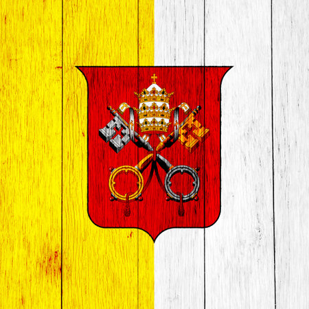 Flag and coat of arms Vatican City State on a textured background. concept collage.の写真素材