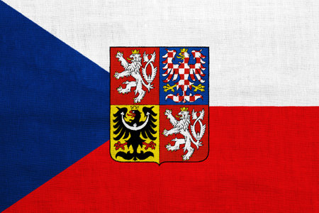 Flag and coat of arms of the Czech Republic on a textured background. concept collage.の写真素材