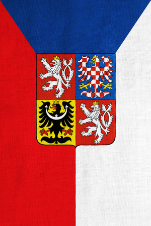 Flag and coat of arms of the Czech Republic on a textured background. concept collage.の写真素材