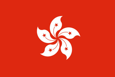 The official current flag of the Hong Kong Special Administrative Region. State flag of the Hong Kong. Illustration.の写真素材