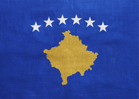 Flag of Republic of Kosovo on a textured background. concept collage.の写真素材
