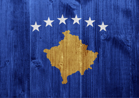 Flag of Republic of Kosovo on a textured background. concept collage.の写真素材