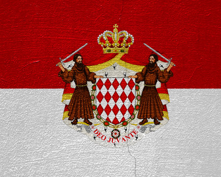 Flag and coat of arms of Principality of Monaco on a textured background. concept collage.の写真素材