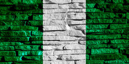 Flag of Federal Republic of Nigeria on a textured background. concept collage.の写真素材