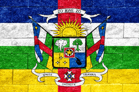 Flag and coat of arms of Central African Republic on a textured background. concept collage.の写真素材