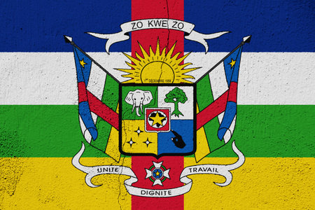 Flag and coat of arms of Central African Republic on a textured background. concept collage.の写真素材