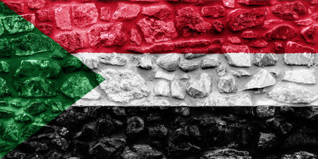 Flag of Republic of Sudan on a textured background. concept collage.の写真素材