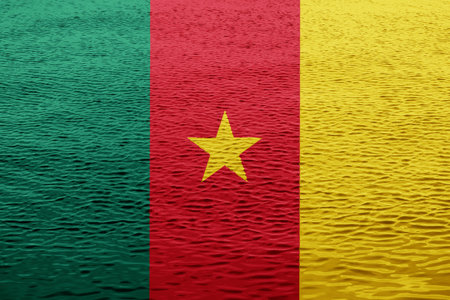 Flag of the Republic of Cameroon on a textured background. concept collage.の写真素材
