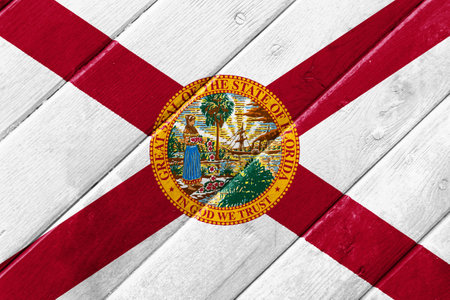Flag of USA state Florida on a textured background. concept collage.の写真素材