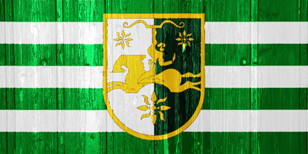Flag and coat of arms of Republic of Abkhazia on a textured background. concept collage.の写真素材
