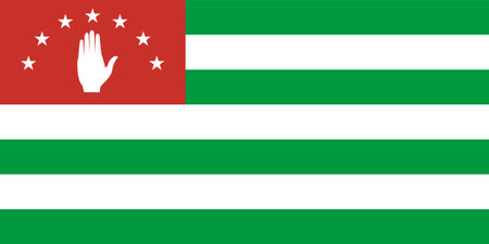 The official current flag of the Republic of Abkhazia. State flag of Abkhazia. Illustration.の写真素材