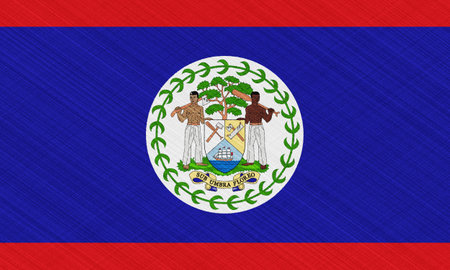 Flag and coat of arms of Belize on a textured background. concept collage.の写真素材