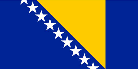 The official current flag of Bosna i Hercegovina. State flag of Bosna and Hercegovina. Illustration.の写真素材