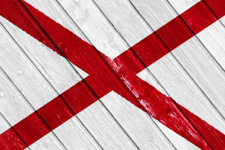 Flag of USA state Alabama on a textured background. concept collage.の写真素材