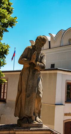 Castle, Nitra, Slovakia - 12/06/2022: Sculpture of a holy man in the castle in Nitra, Slovakia.のeditorial素材