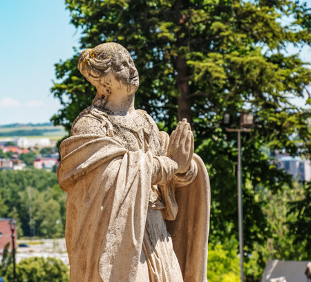 Castle, Nitra, Slovakia - 12/06/2022: Sculpture of a holy man in the castle in Nitra, Slovakia.のeditorial素材