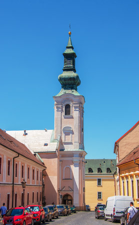 Castle, Nitra, Slovakia - 06.12.2022: Church of Saints Peter and Paul in Old Town of Nitra, Slovakia.のeditorial素材