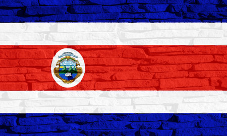 Flag and coat of arms of Republic of Costa Rica on a textured background. concept collage.の写真素材