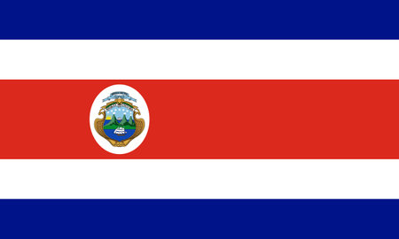 The official current flag and coat of arms of the Republic of Costa Rica. State flag of Costa Rica. Illustration.の写真素材