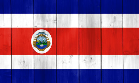 Flag and coat of arms of Republic of Costa Rica on a textured background. concept collage.の写真素材