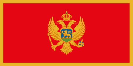 The official current flag of Montenegro. State flag of Montenegro. Illustration.の写真素材