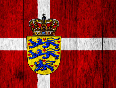 Flag and coat of arms of Denmark on a textured background. concept collage.の写真素材