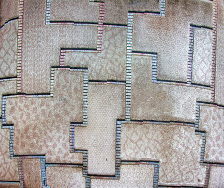 Geometric pattern gray fabric. Furniture jacquard fabric with geometric pattern.の写真素材