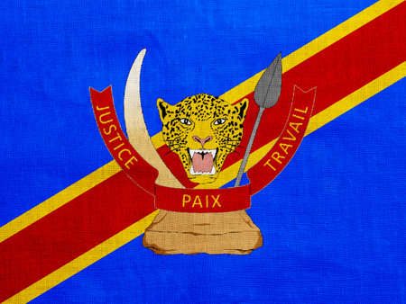 Flag and coat of arms of the Democratic Republic of the Congo on a textured background. Concept collage.の写真素材