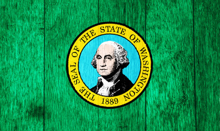 Flag of US state of Washington on a textured background. Concept collage.の写真素材