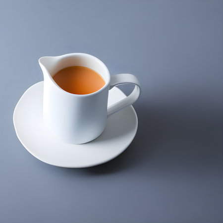 White cup isolated on a gray background. The image was created using generative AI.の素材