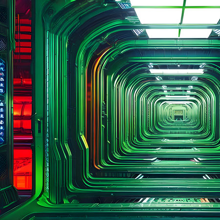 Abstract background in cyberpunk style. Geometric pattern in modern style. The image was created using generative AI.の素材